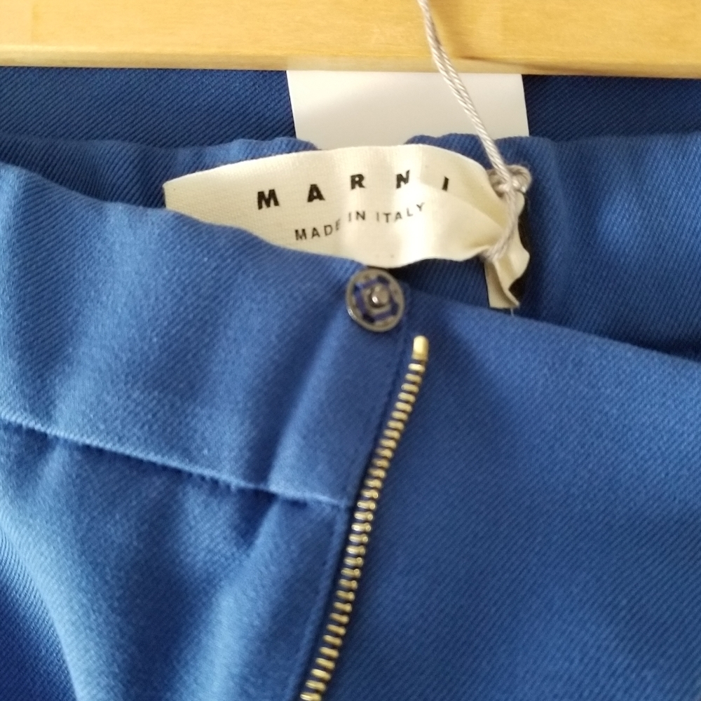 Marni Classic Tapered Leg Cropped Pants Size 10 Blue - Picture 6 of 10